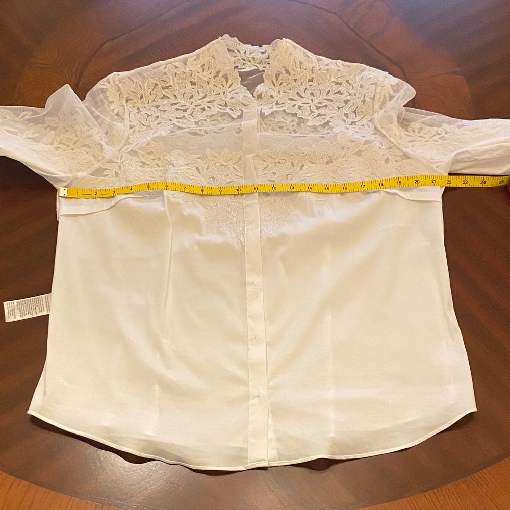 White House Black Market White Lace Yoke Button-Down Shirt - Picture 6 of 11